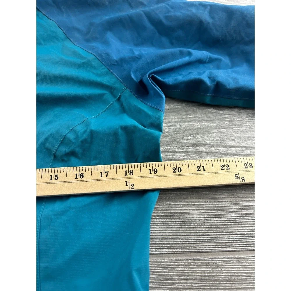 RAB Downpour Eco Womens Blue Waterproof Windbreaker Jacket Hooded Size Large